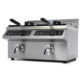   Maxima - Elektromos olajsütő, fritőz, érintőképernyővel, leeresztő csappal 2 x 8 liter 2 x 3,5 kW