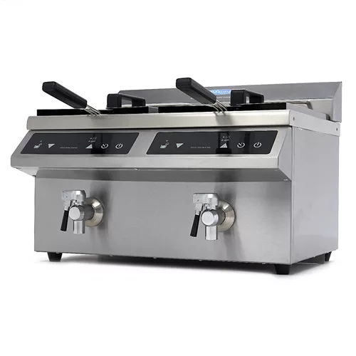 Maxima - Elektromos olajsütő, fritőz, érintőképernyővel, leeresztő csappal 2 x 8 liter 2 x 3,5 kW
