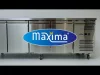 Maxima - Hűtött munkaasztal, 4 ajtós szekrénnyel, 4 kerékkel, 553 literes