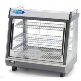   Maxima - Melegentartó vitrin, 3 polcos, asztali, egyenes döntött üveggel 96 literes