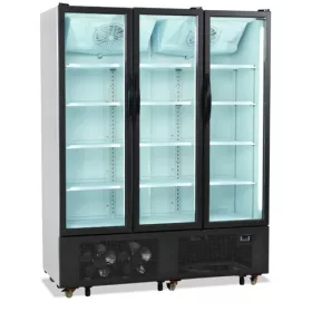   Tefcold - Üvegajtós hűtő 3 ajtós, 825 literes, fehér-fekete ajtó, FS1600H