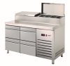 Asber - Pizza counter felhajtható fedelű Topping Coolervel 4 fiókos GN1/2 ETPZ-135-04 HC