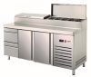 Asber - Pizza counter felhajtható fedelű Topping Coolervel 2 ajtós 2 fiókos GN1/2 ETPZ-180-22 HC