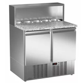   Asber - Pizzapult 2 ajtós beépített feltéthűtővel alsó aggregáttal (ETSA-090)