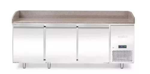 Hendi - Pizzapult, 3 ajtós, jobboldali aggregáttal, gránit lappal, 375 liter, 2010x800x(h)875mm, Arktic
