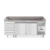 Hendi - Pizzapult - 2 ajtós, 7 fiókkal, jobboldali aggregáttal, gránit lappal 250L, Arktic,  230V/250W, 2020x802x(H)1000mm
