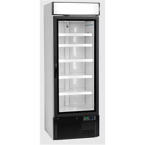 Tefcold - Üvegajtós hűtő 1 ajtós, 412 literes, fehér fekete ajtóval, NC2500G
