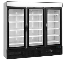   Tefcold - Üvegajtós hűtő 3 ajtós, 1657 literes, fehér fekete ajtóval, NC7500G