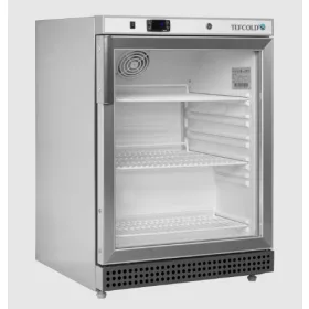   Tefcold - Üvegajtós hűtő 1 ajtós, 119 literes, rozsdamentes, fehér belső borítás, UR200SG