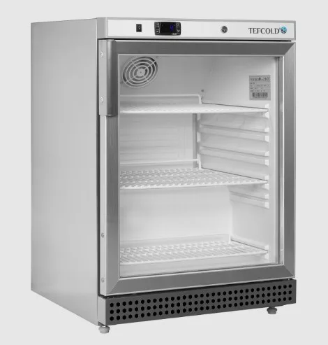 Tefcold - Üvegajtós hűtő 1 ajtós, 119 literes, rozsdamentes, fehér belső borítás, UR200SG