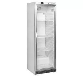   Tefcold - Üvegajtós hűtő 1 ajtós, 350 literes, rozsdamentes, fehér belső borítás, UR400SG