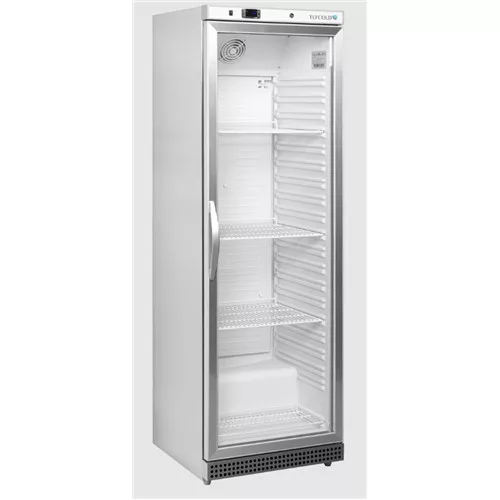 Tefcold - Üvegajtós hűtő 1 ajtós, 350 literes, rozsdamentes, fehér belső borítás, UR400SG