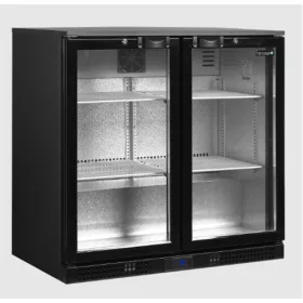   Tefcold - Bárhűtő 2 üvegajtós, 182 literes, FEKETE, DB201H