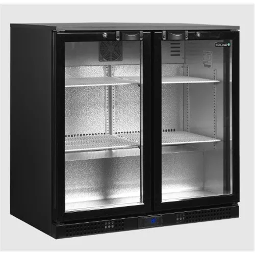 Tefcold - Bárhűtő 2 üvegajtós, 182 literes, FEKETE, DB201H