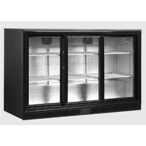 Tefcold - Bárhűtő 3 üvegajtós, 278 literes, 1350x526x870mm, FEKETE, DB301S-3