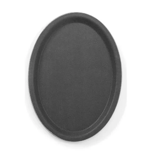 Hendi - Táca, csúszásmentes felszolgáló, fekete, ovális alakú 160x230 mm