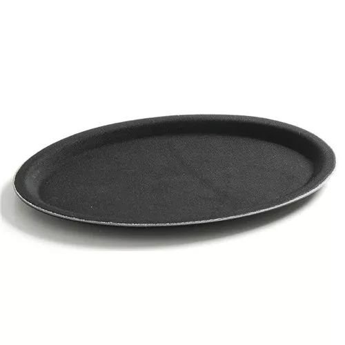 Hendi - Táca, csúszásmentes felszolgáló, fekete, ovális alakú 200x265 mm