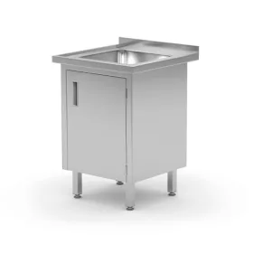   Hendi - Egy medencés mosogató szekrénnyel, hátsó felhajtással 600x600x850mm