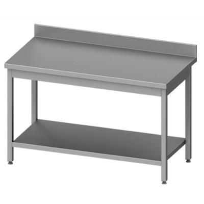 Stalgast - Rm Stainless steel table hátsó felhajtással alsó polccal 1200x600x850 mm, összeszerelhető