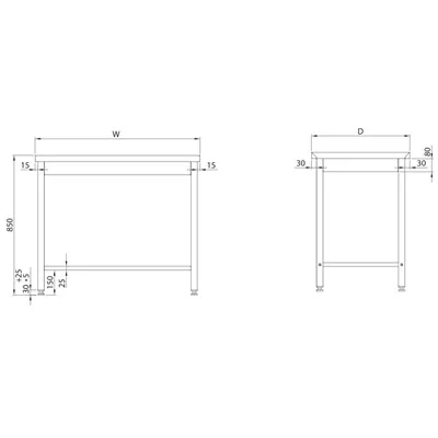 Stalgast - Rm munkaasztal 1200x600x850 mm összeszerelhető