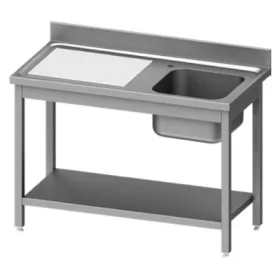   Stalgast - egy medencés mosogató, jobb oldali medencével, alsó polccal 1400x600x850 összeszerelhető  400x400x250 mm medencével