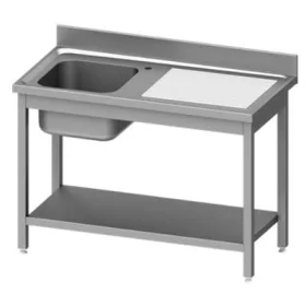   Stalgast - egy medencés mosogató, bal oldali medencével, alsó polccal 1200x700x850 összeszerelhető 500x500x250 mm medencével