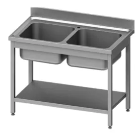   Stalgast - két medencés mosogató, alsó polccal 1200x600x850 összeszerelhető 400x400x250 mm medencével