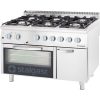 Stalgast - gáztűzhely 6 égős 1200x700x850mm, GN 1/1 légkeveréses sütővel 9717230 PB gáz