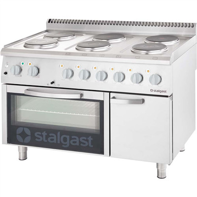 Stalgast - Szabadonálló Professional Electric Stove 6 lapos GN2/1 statikus sütővel, 9718000