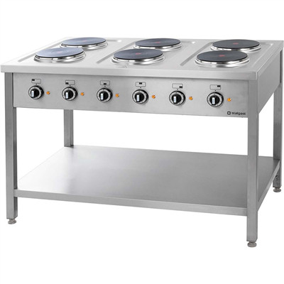 Stalgast - villanytűzhely 6 főzőlapos 1200x700x850 mm 15,6 kW - 979600