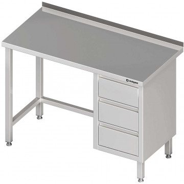 Stalgast - Rozsdamentes Stainless steel table, hátsó felhajtással és fiókkal - 800x600x850 mm,