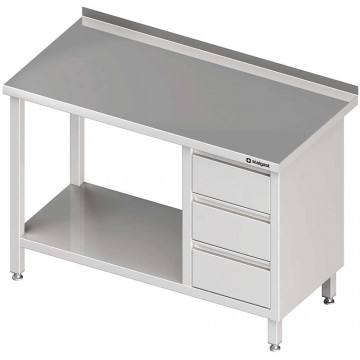Stalgast - Rozsdamentes Stainless steel table, alsó polccal és fiókkal - 800x700x850 mm,