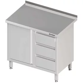   Stalgast - Rm neutrális  pult ajtóval és fiókkal, hátsó felhajtással 1000x700x850 mm