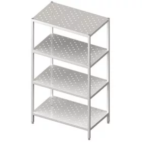   Stalgast - Rozsdamentes perforált polcos állvány, 4 polccal - 1000x500x1800 mm