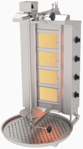 Atalay - gyros sütő 4 égős, felsőmotoros gázos max 60 kg húshoz - ADG4U