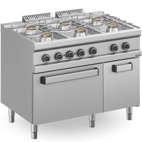   Dexion - Gáztűzhely 6 égős 400V-os elektromos sütővel 1100x714x850 mm szabadonálló (DXMFB711AFEXS)