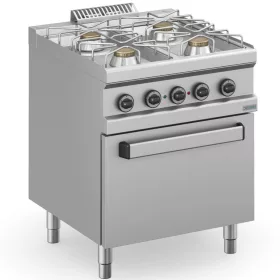   Dexion - Gáztűzhely 4 égős 400V-os elektromos sütővel 700x714x850 mm szabadonálló (DXMFB77FEXS)