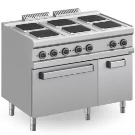   Dexion - Villanytűzhely 6 szögletes főzőlapos, sütővel 400V 1100x714x850 mm szabadonálló (DXMPQ711FE)