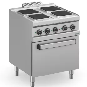   Dexion - Villanytűzhely 4 szögletes főzőlapos, sütővel 400V 700x714x850 mm szabadonálló (DXMPQ77FE)