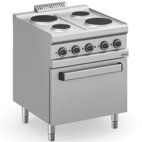   Dexion - Villanytűzhely 4 kerek főzőlapos, sütővel 400V 700x714x850 mm szabadonálló (DXMPR77FE)