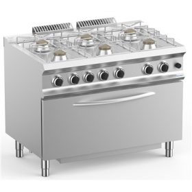   Dexion - Gáztűzhely 6 égős gázüzemű sütővel, 1 nagy ajtós sütő 1100x730x850 mm szabadonálló (LXFB711FGMXS)