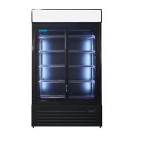   Mastercold - Üvegajtós hűtő megvilágított relámfelülettel 2 csúszó ajtóval 900 liter fekete