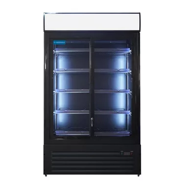 Mastercold - Üvegajtós hűtő megvilágított relámfelülettel 2 csúszó ajtóval 900 liter fekete