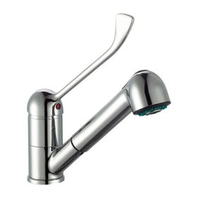   Asztali keverő csaptelep orvosi karral és kihúzható zuhanyfejjel