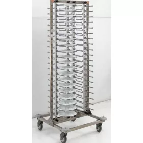   Tányértartó-szállító kocsi 16-32 cm átmérőig, 80 db tányérhoz, Méret: 720x720x1820